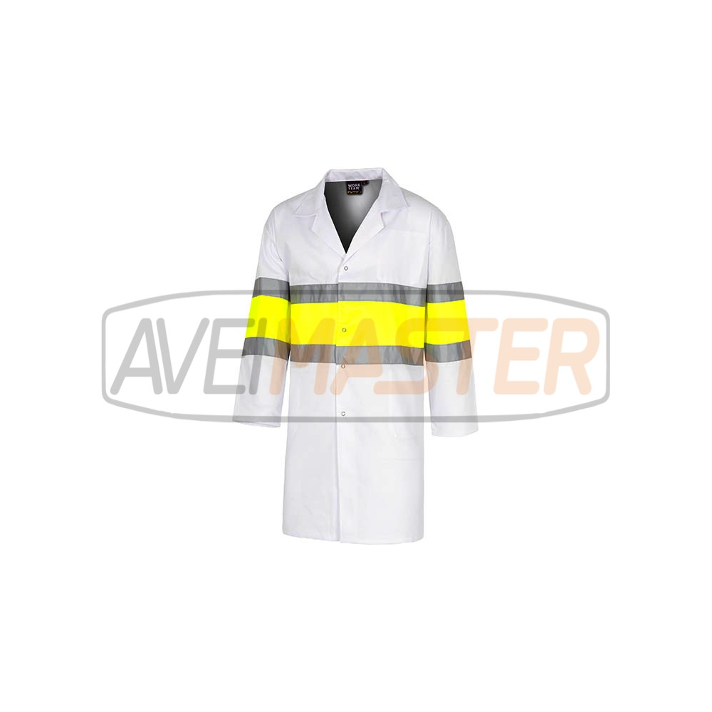 Bata blanca/amarillo alta visib 2 cintas refl C7102-S Bata blanca/amarillo alta visib 2 cintas refl C7102-S
