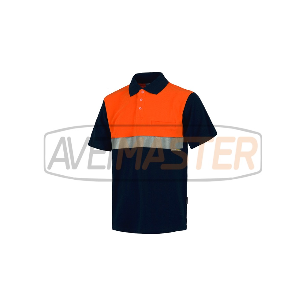 Polo m/curta refletor Azul/Laranja,Algodão C3841-L-171345